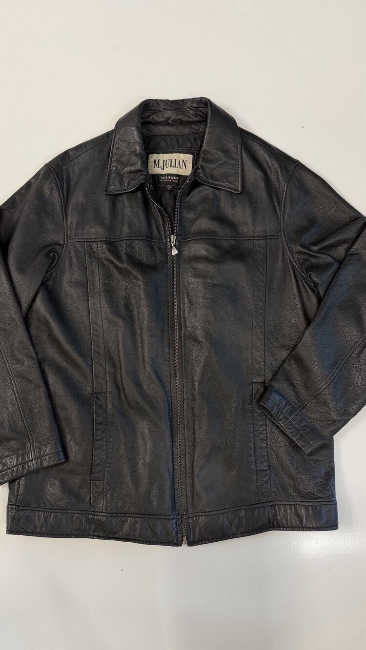 M Julian Wilsons Black Leather Jacket Thinsulate Quilted Liner Men’s L